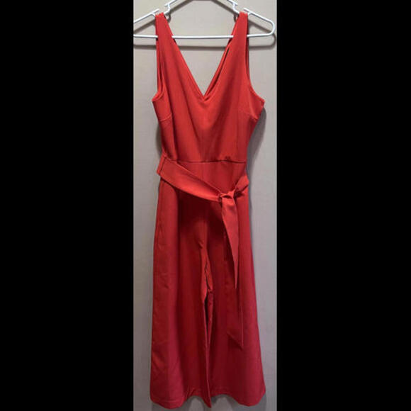 Sam Edelman Jumpsuit Coral Crop tie Waist Sz 6 EUC - Picture 3 of 6